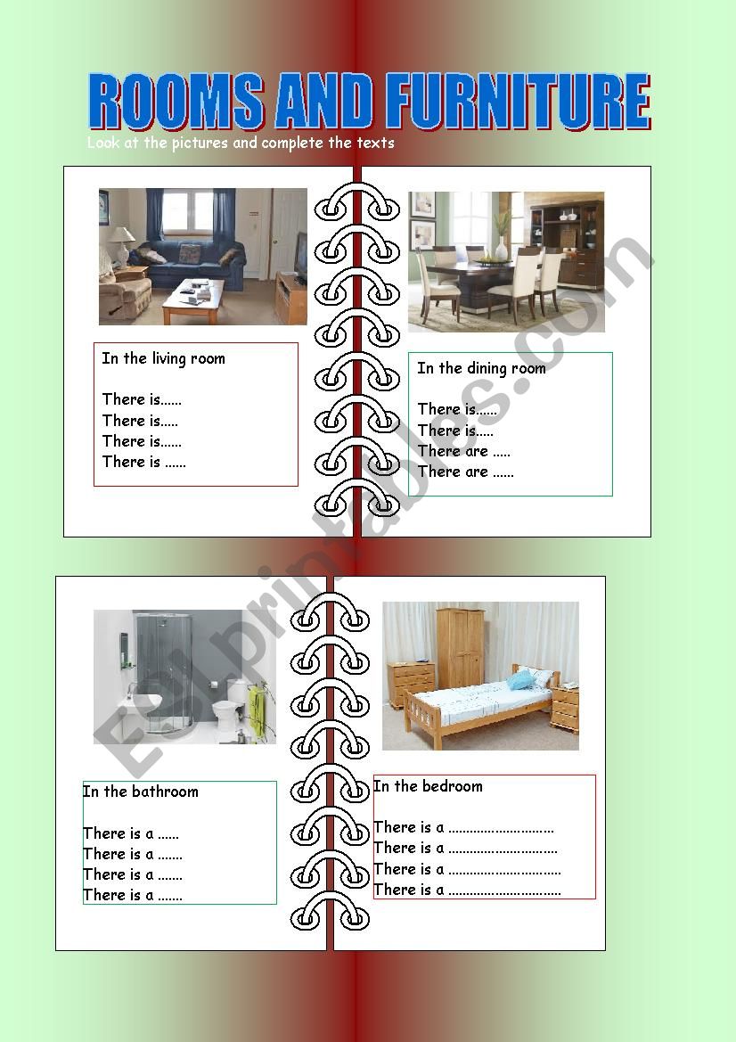 Rooms and furniture worksheet