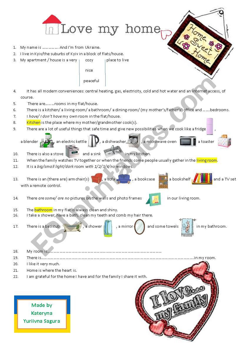 My Flat topic worksheet