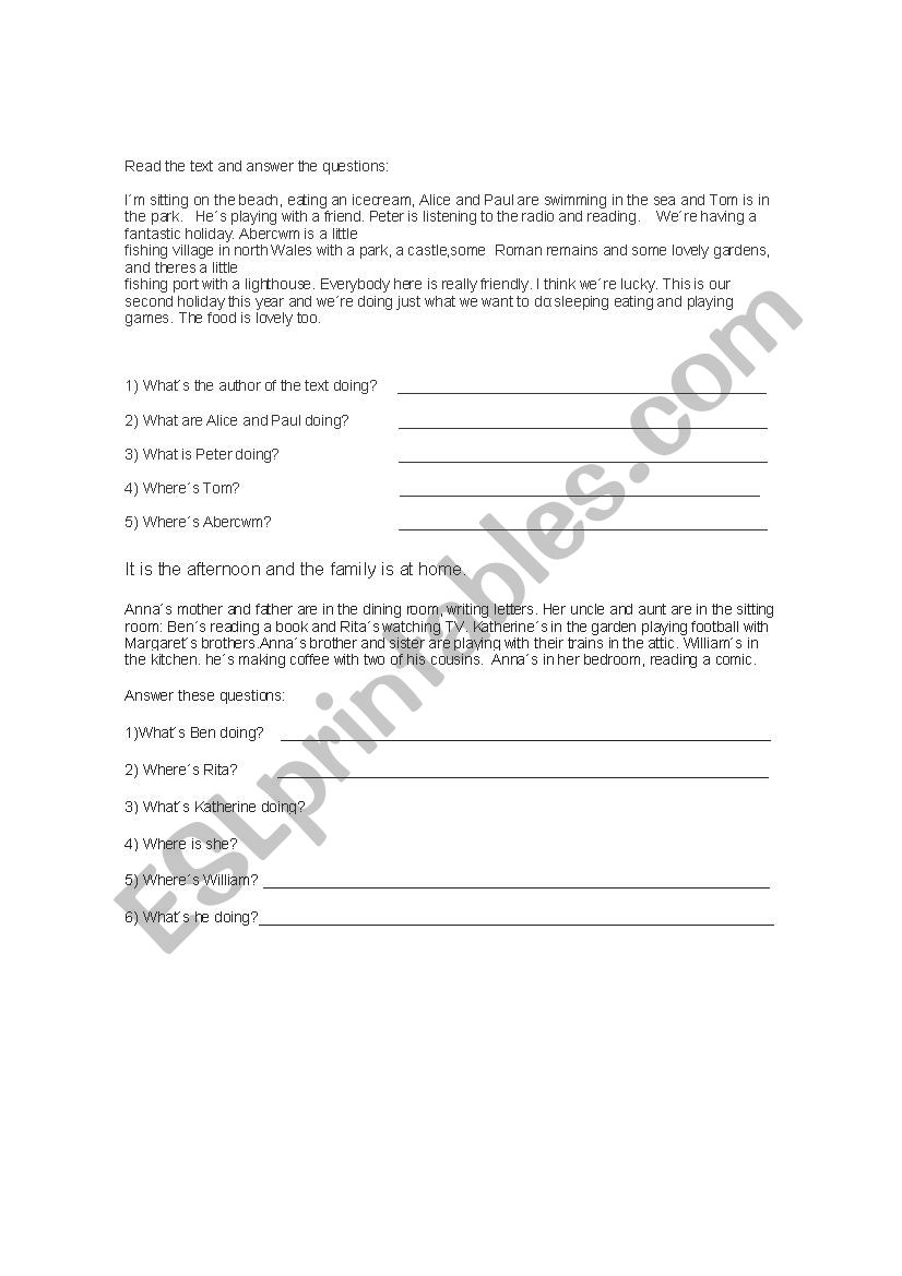 progressive present worksheet