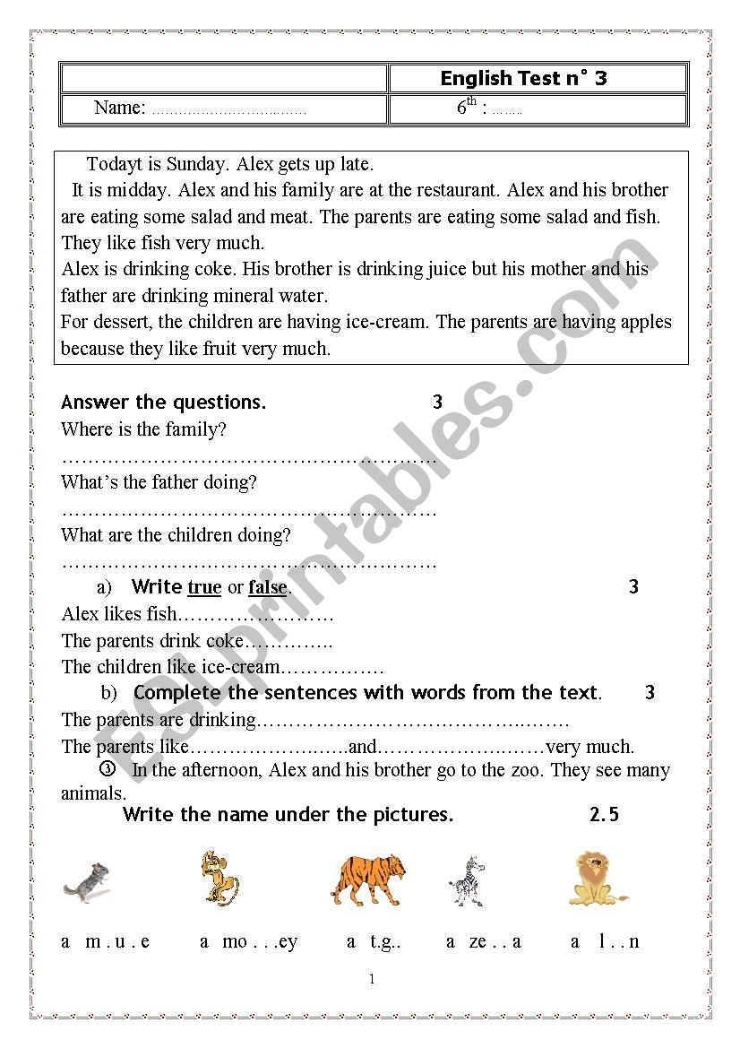 ENGLISH TEST FOR BEGINNERS worksheet