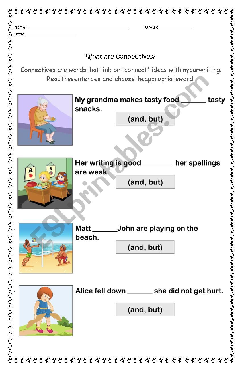 Use of connectives (And-But) worksheet