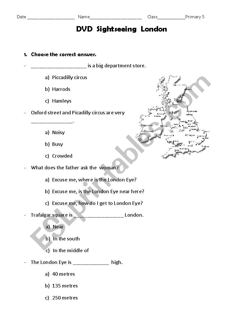 Sightseeing  London worksheet