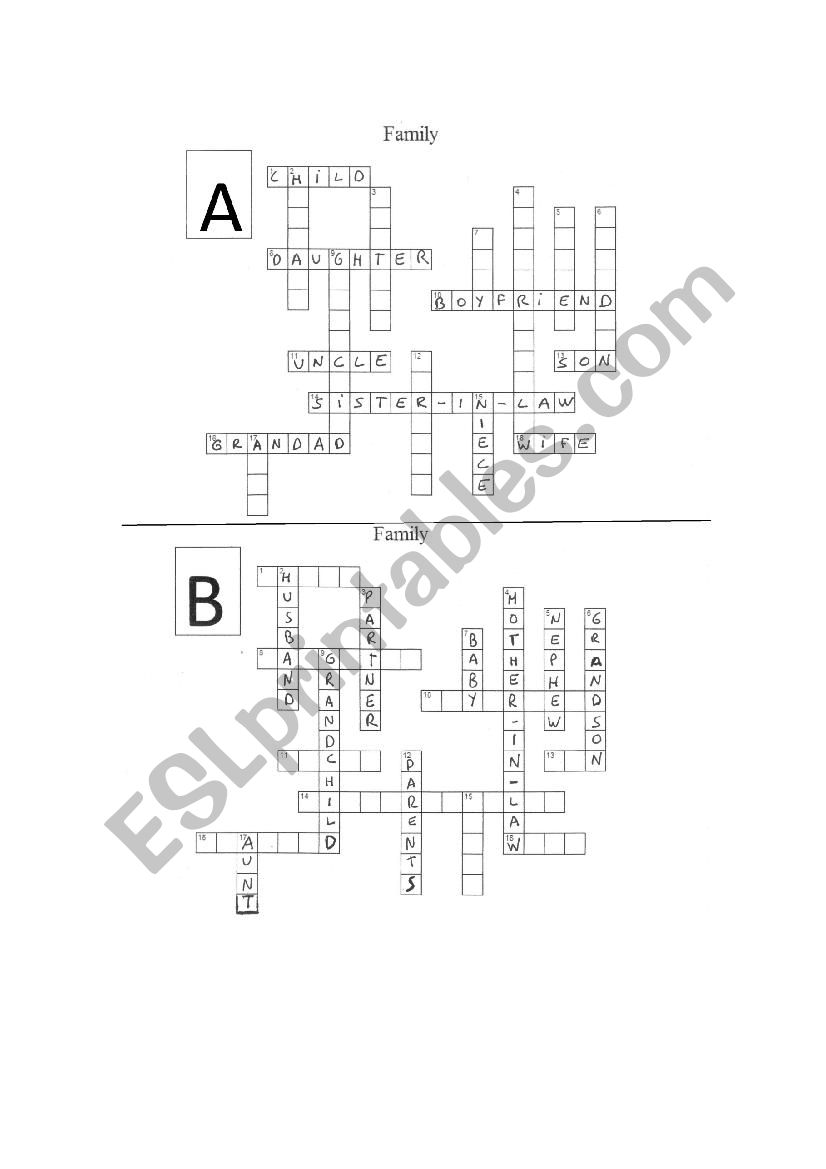 Half crossword SPEAKING FLUENCY