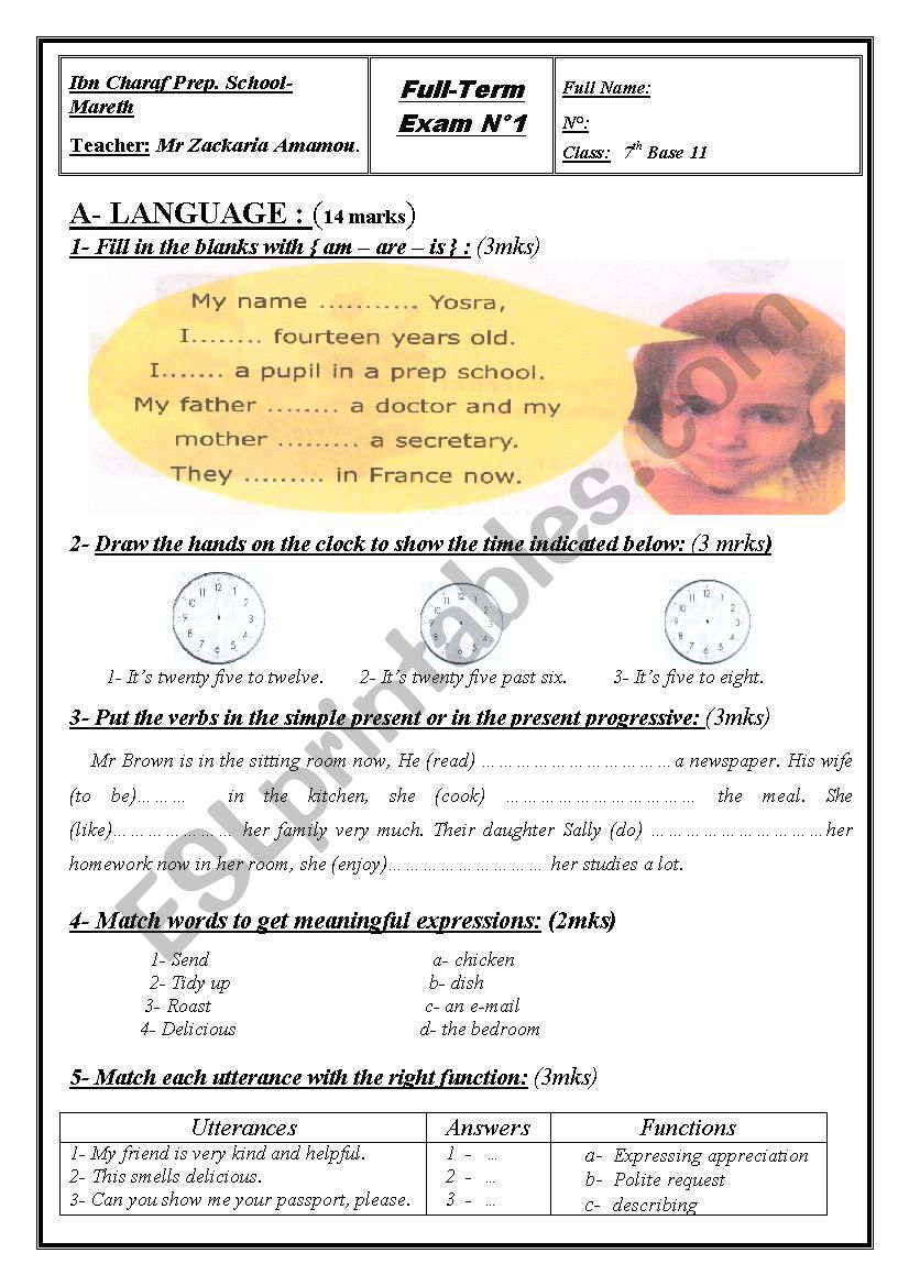 7th full term test n1 worksheet