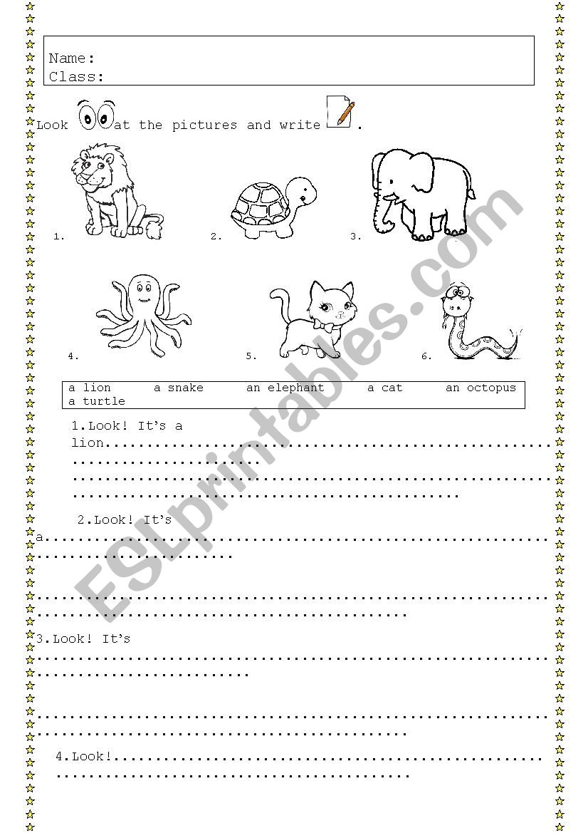 ANIMALS (speaking/writing activity)