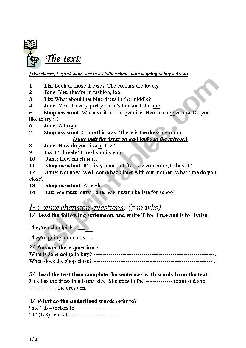 Final Test N2 (7th formers) worksheet