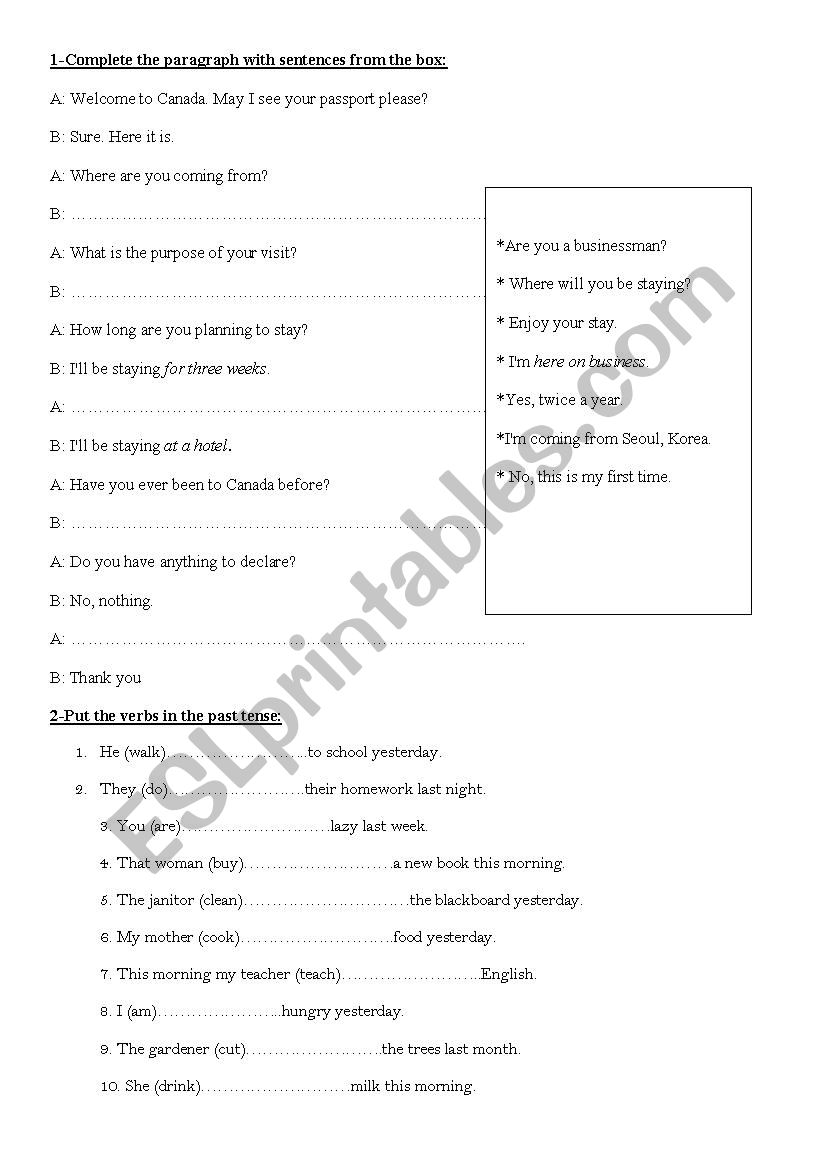 Vocabulary exercices  worksheet