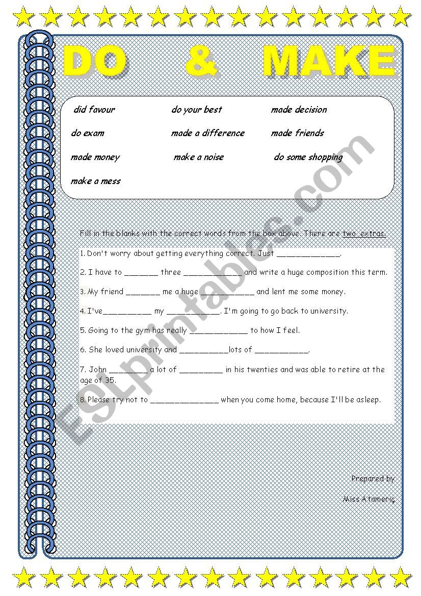 do and make worksheet