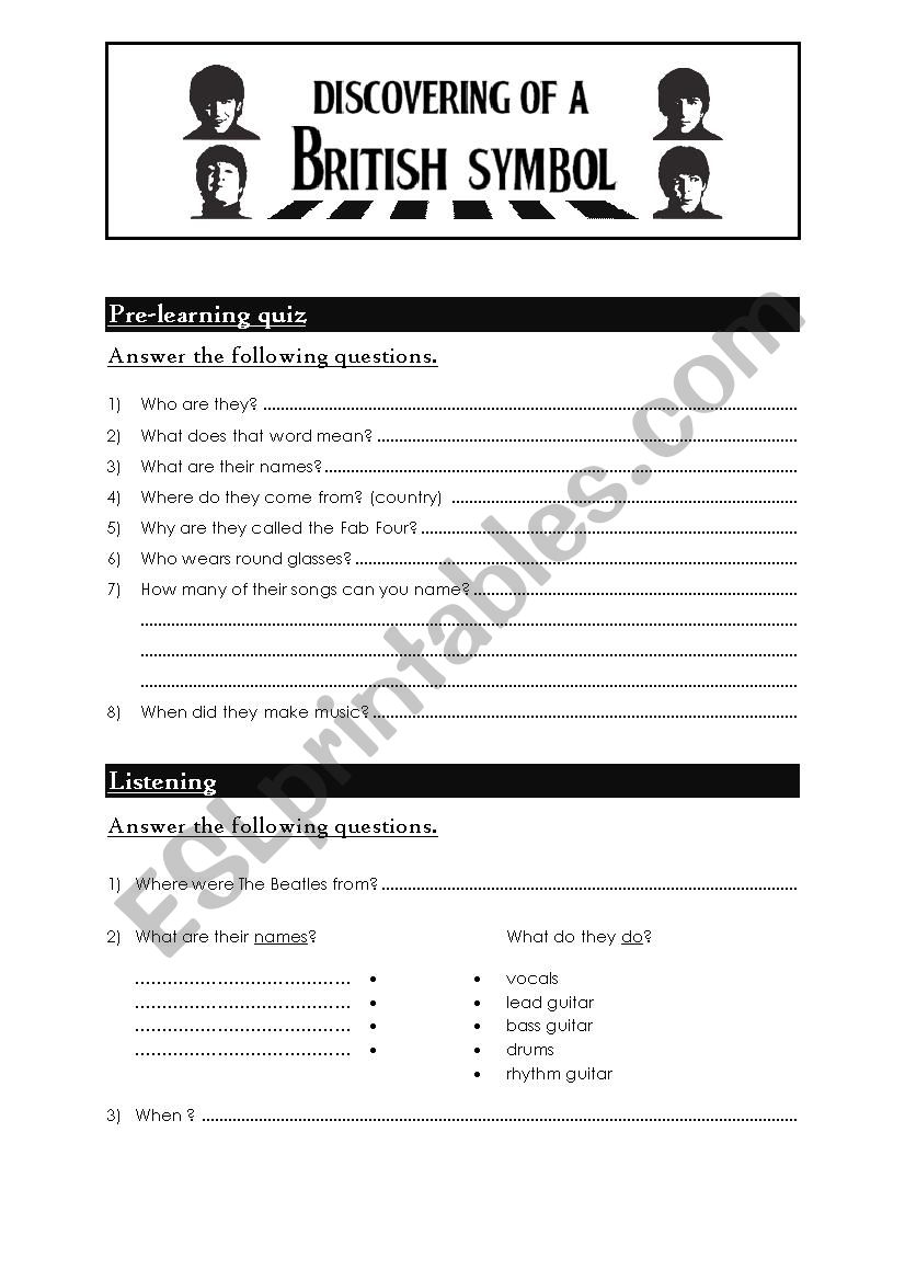 The Beatles worksheet worksheet