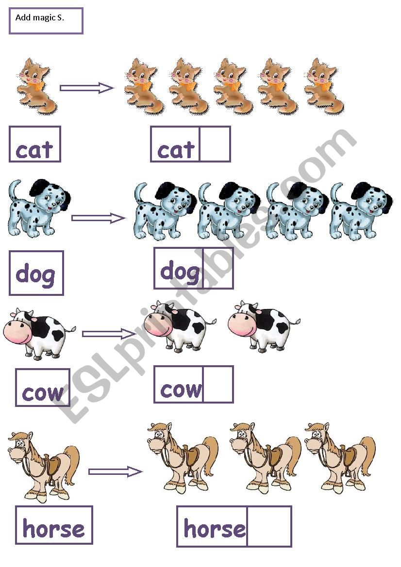 Plurals for beginner level worksheet