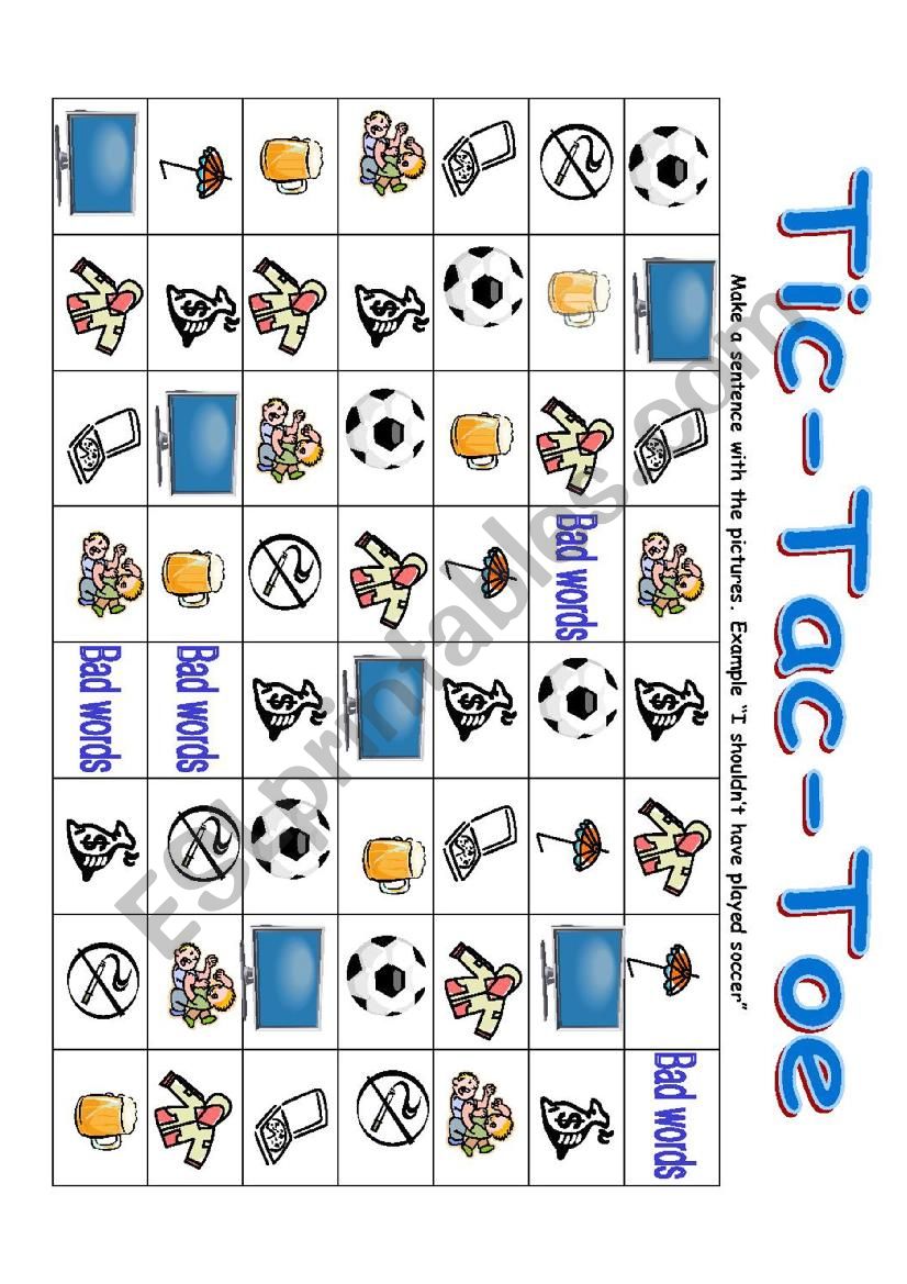 Tic Tac Toe worksheet