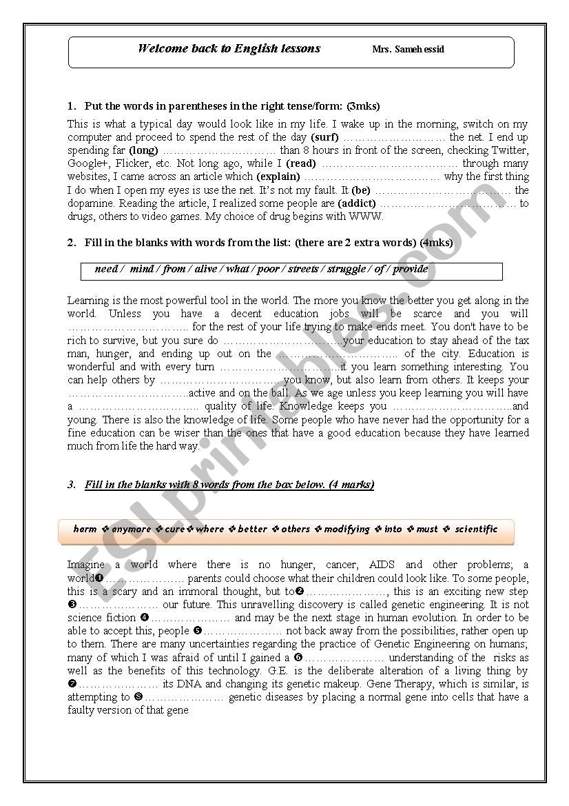 revision for 4th forms worksheet revision for 4th forms worksheet