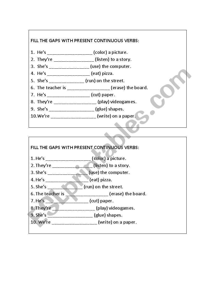 Present Continuous worksheet