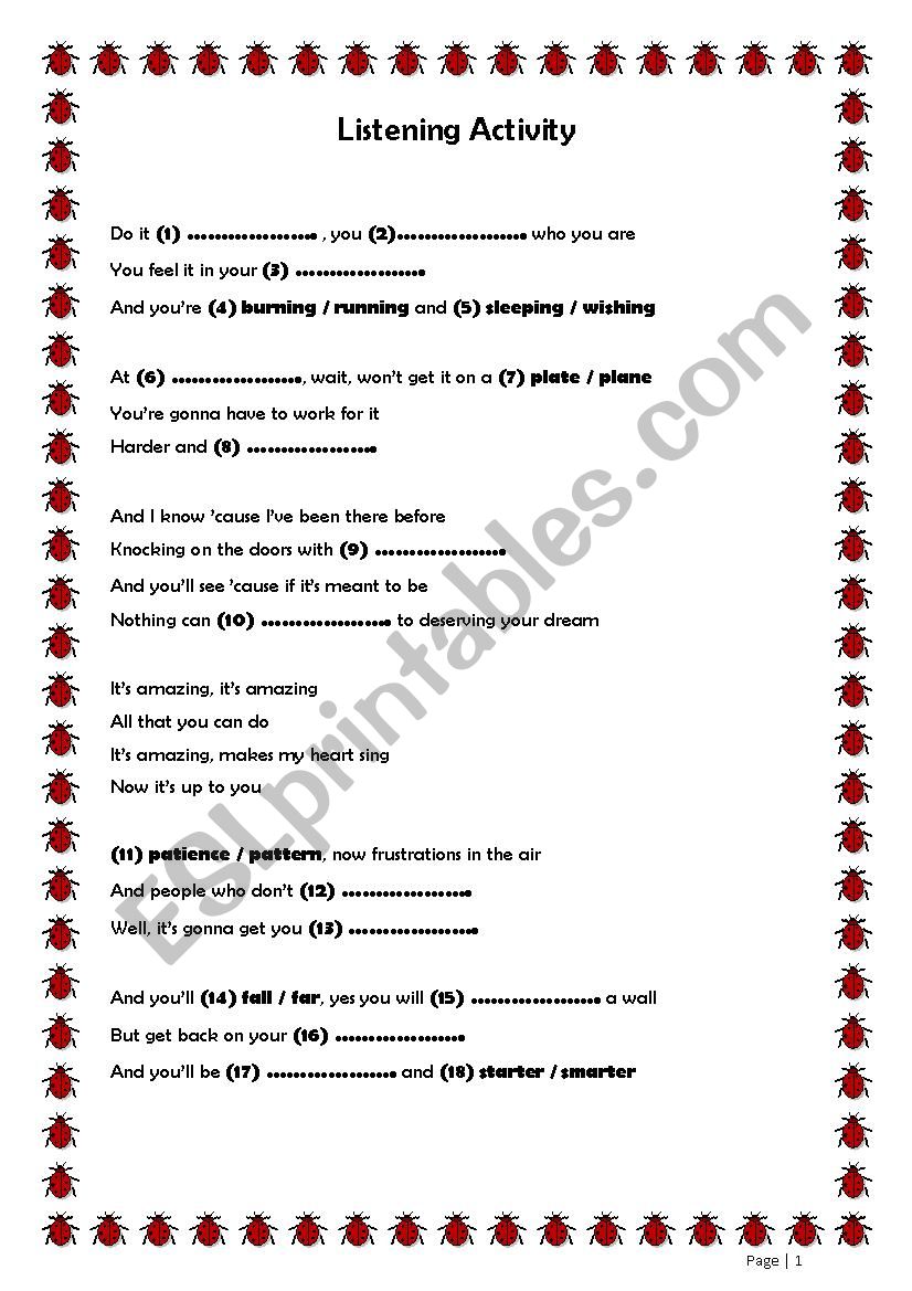 Listening Activity worksheet