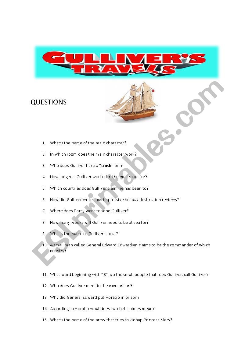 Gullivers Travels worksheet