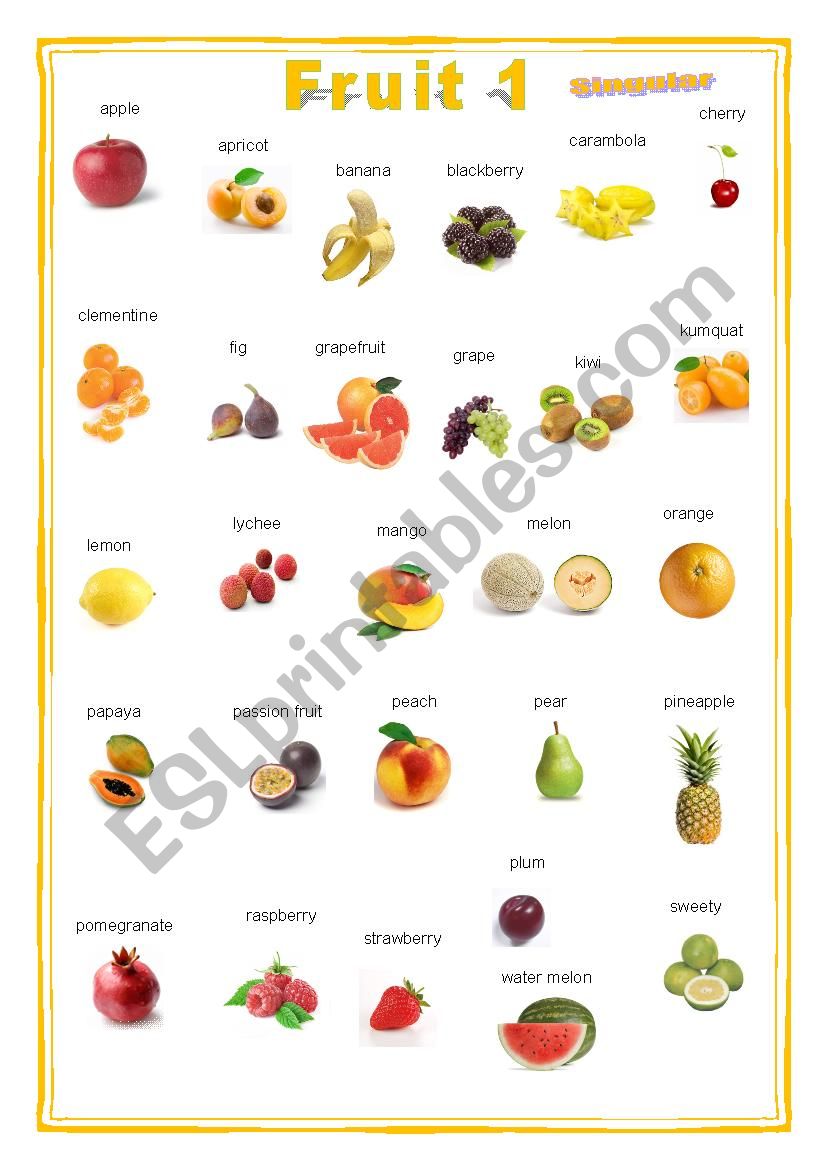 Fruit 1 Pictionary worksheet