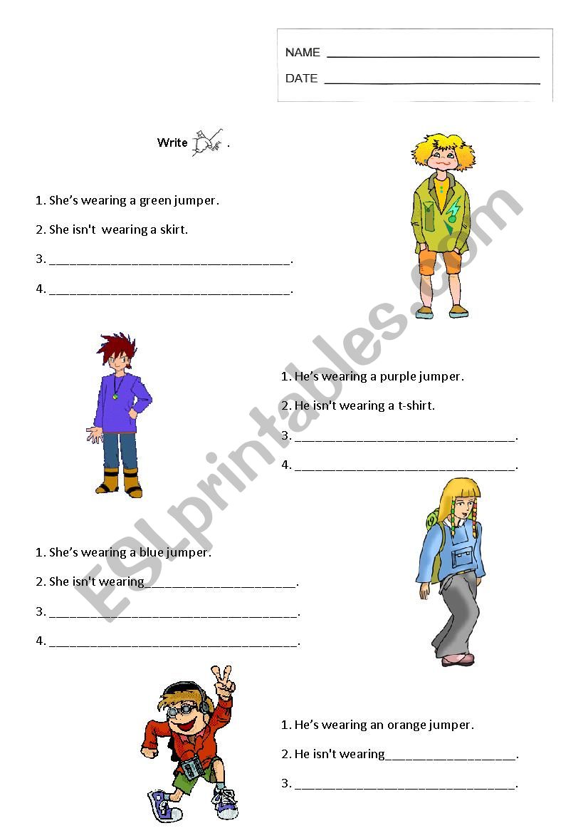 What are they wearing? worksheet