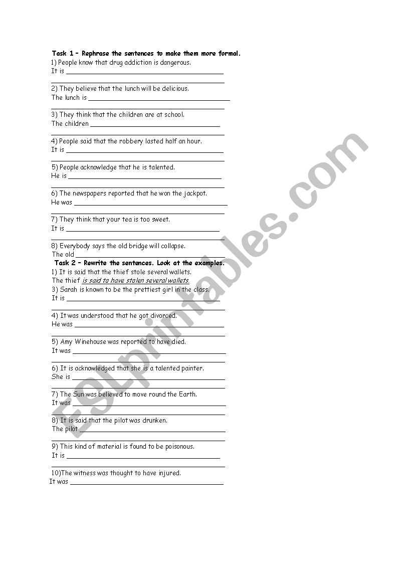 passive test worksheet