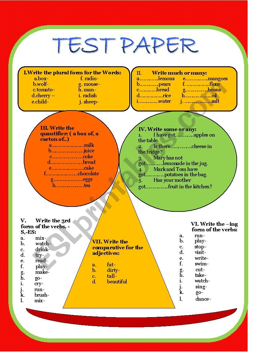 TEST PAPER worksheet