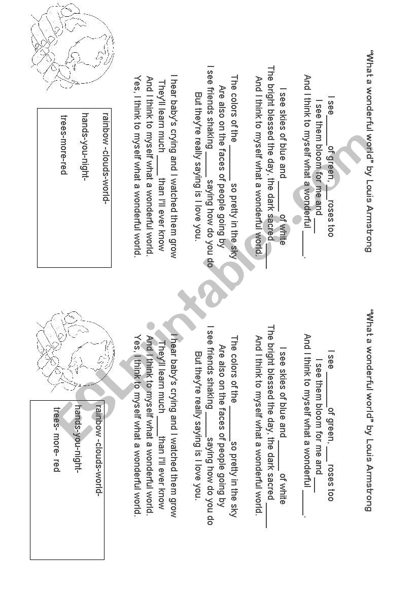 Whar a wonderful world worksheet