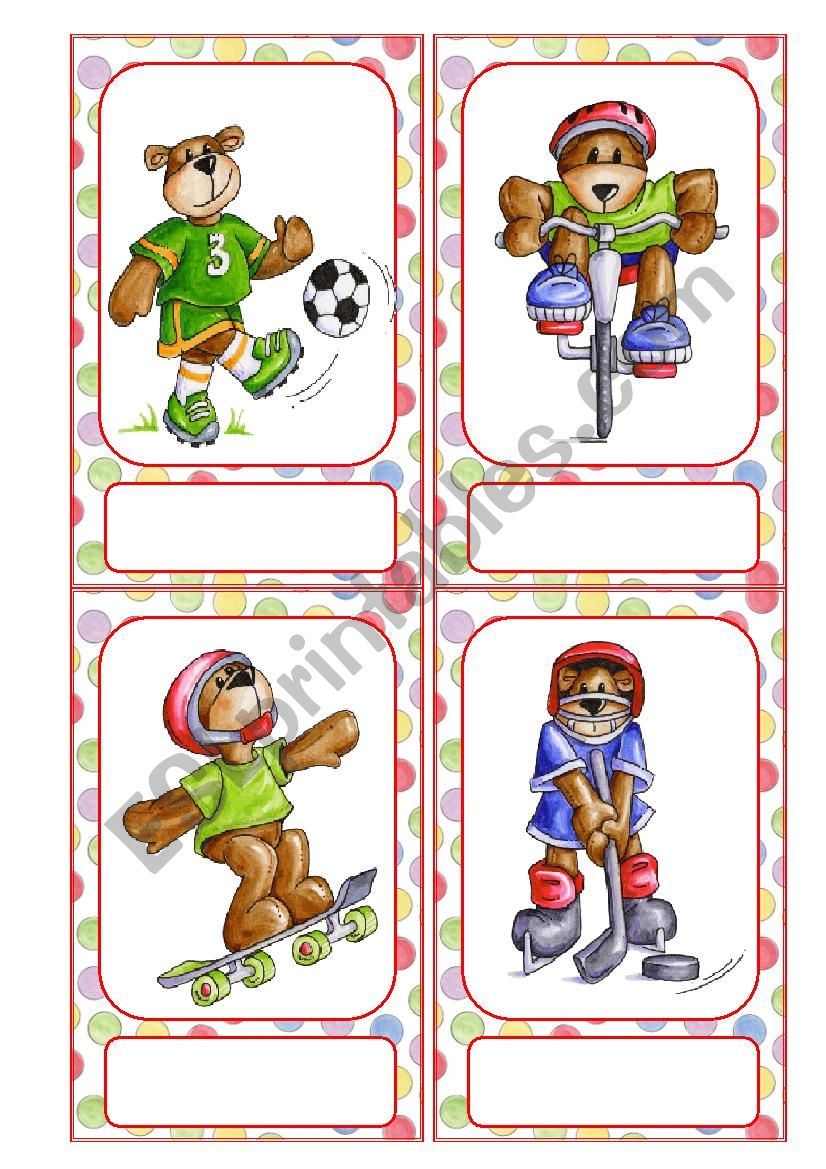 Busy Bears  sport Flashcards worksheet