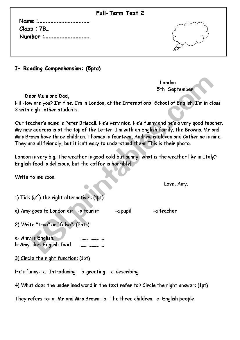 End-of- Term Test 2   7th Form