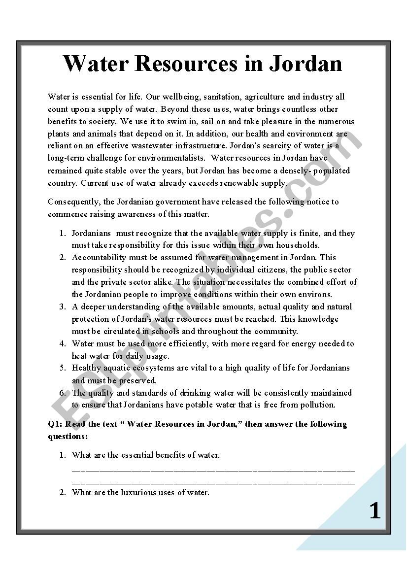 water resources sample paper