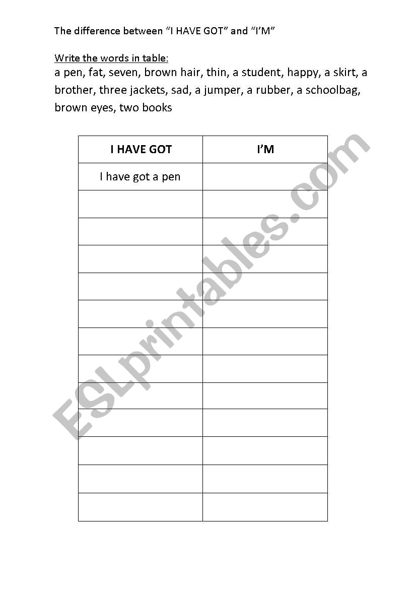 I have got_IÂ´M worksheet