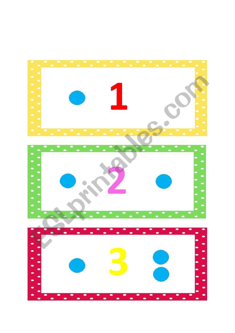 Number Flash Cards with dot representation