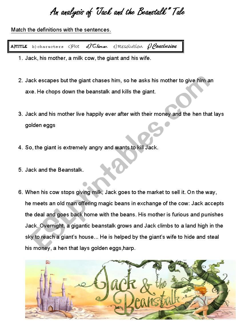 Jack and the beanstalk  worksheet