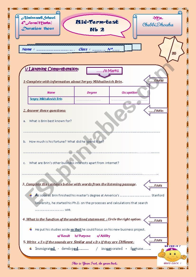 mtt2, bac worksheet