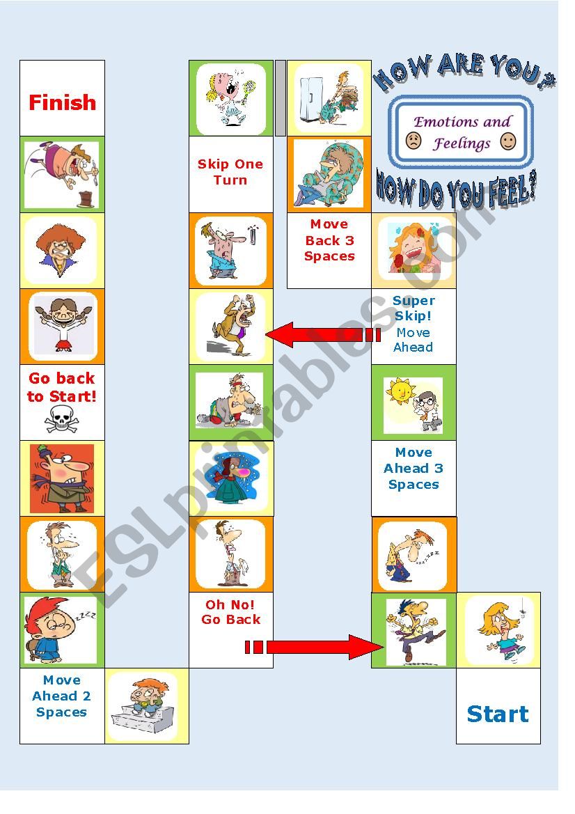 Feelings boardgame worksheet