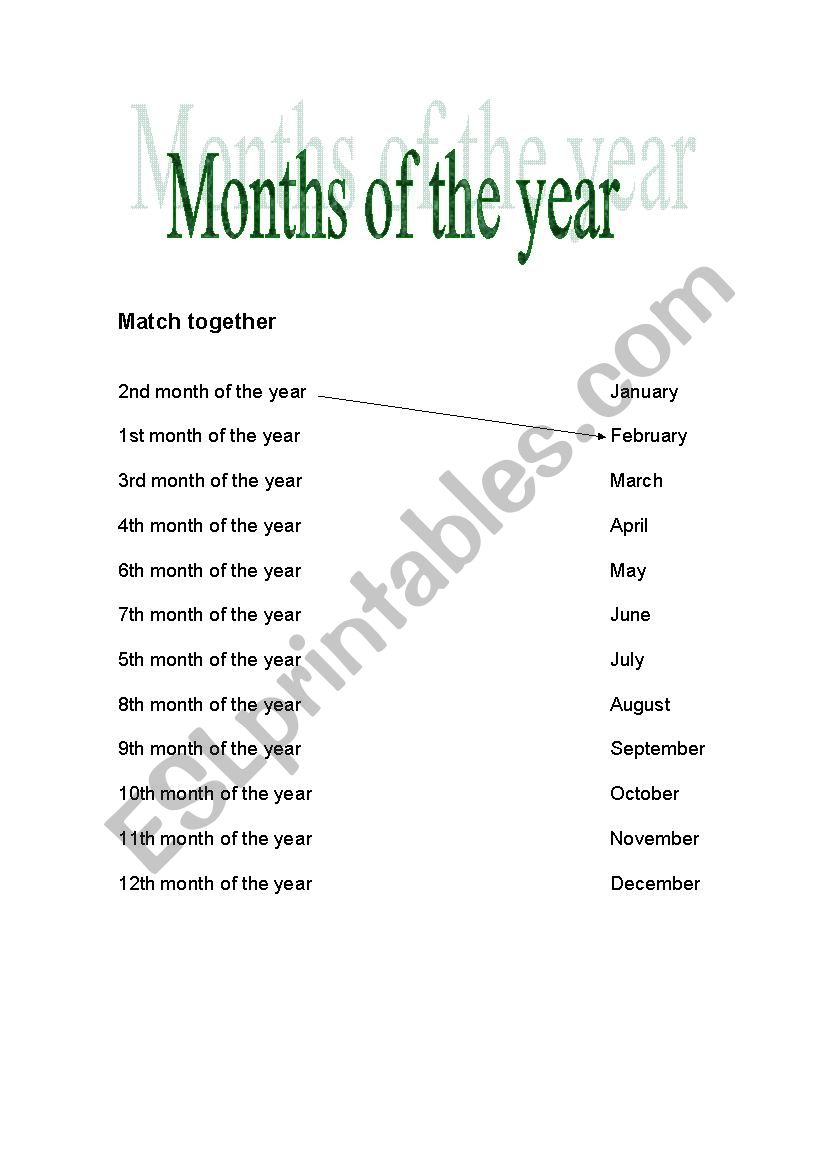 Months of the year worksheet