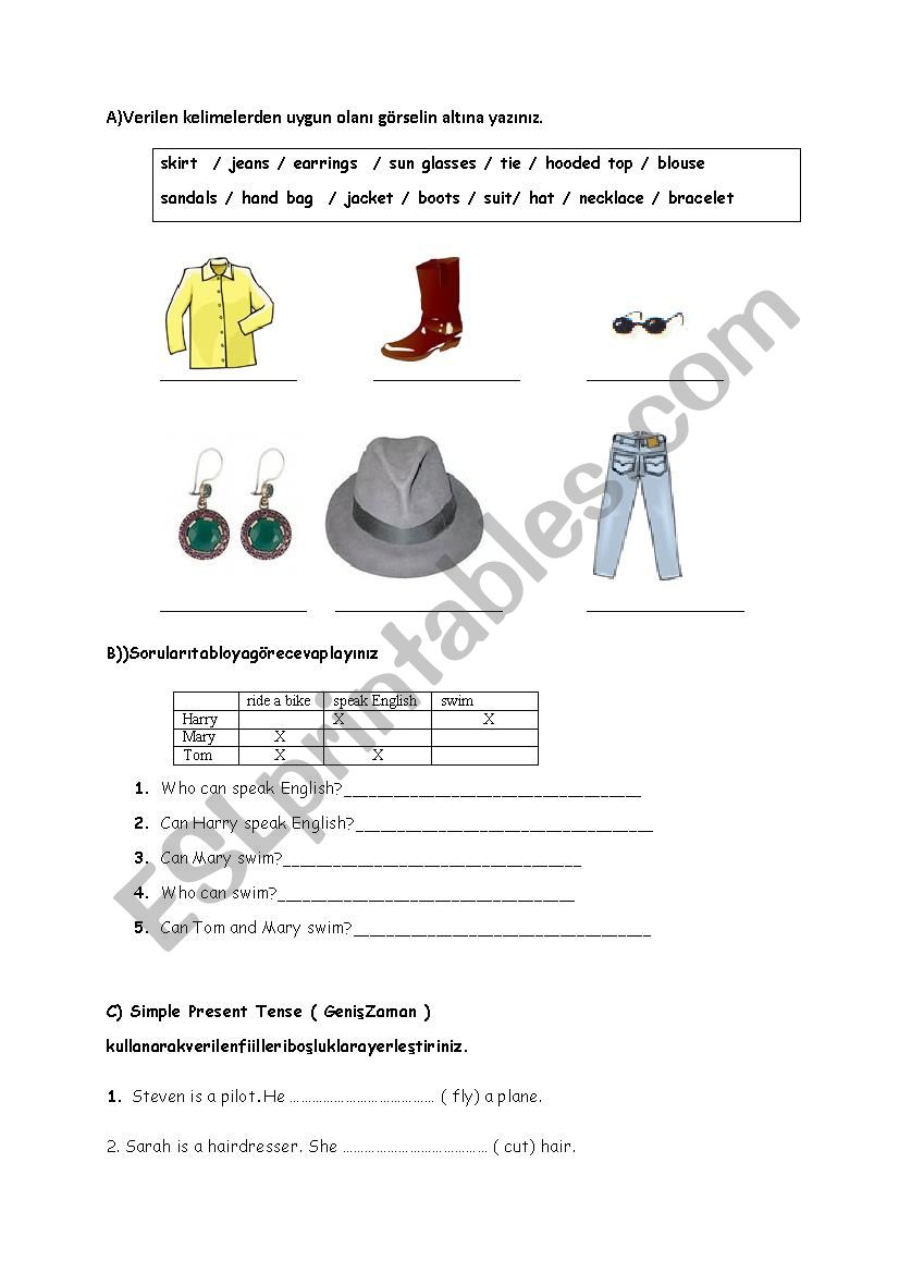 Exam worksheet