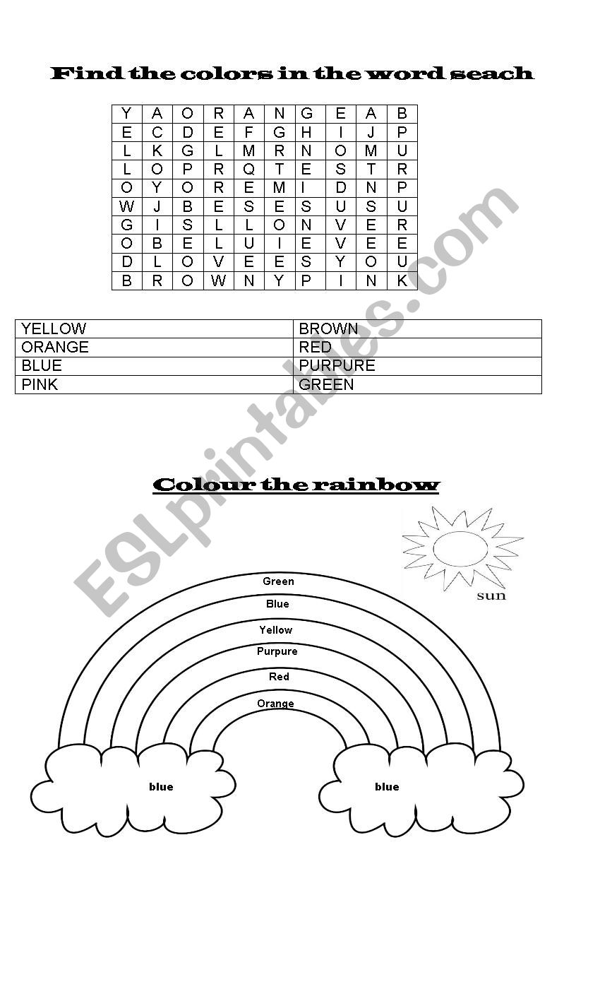 COLOURS worksheet