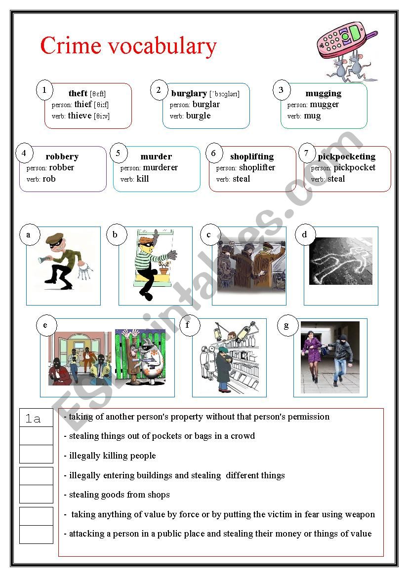 Crime vocabulary worksheet