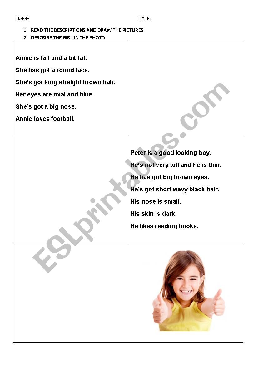 Describing people worksheet