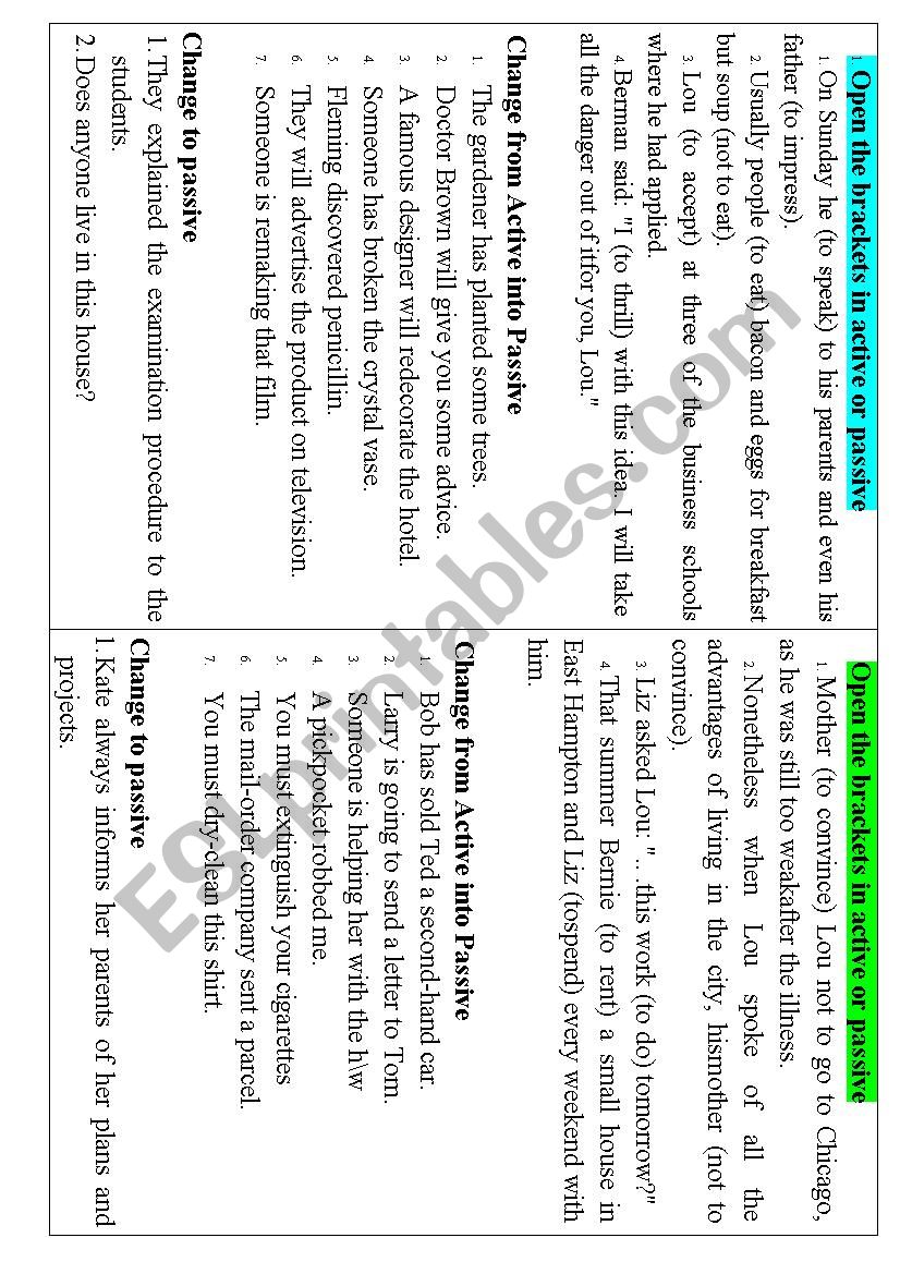 Passive Voice Moving Chairs cards