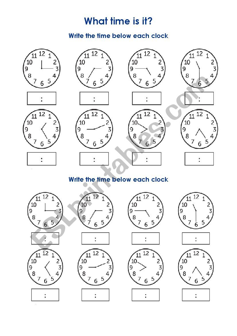 What time is it? worksheet