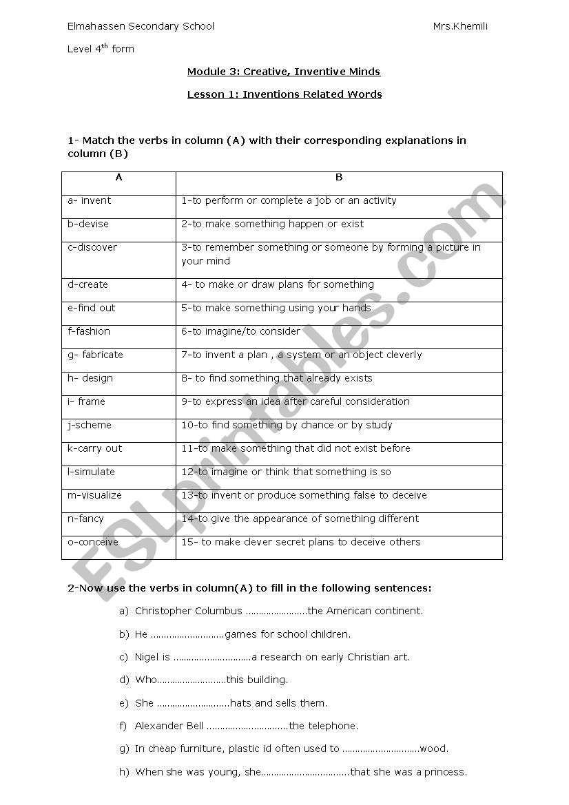 unit 3 lesson 1 Inventions related words