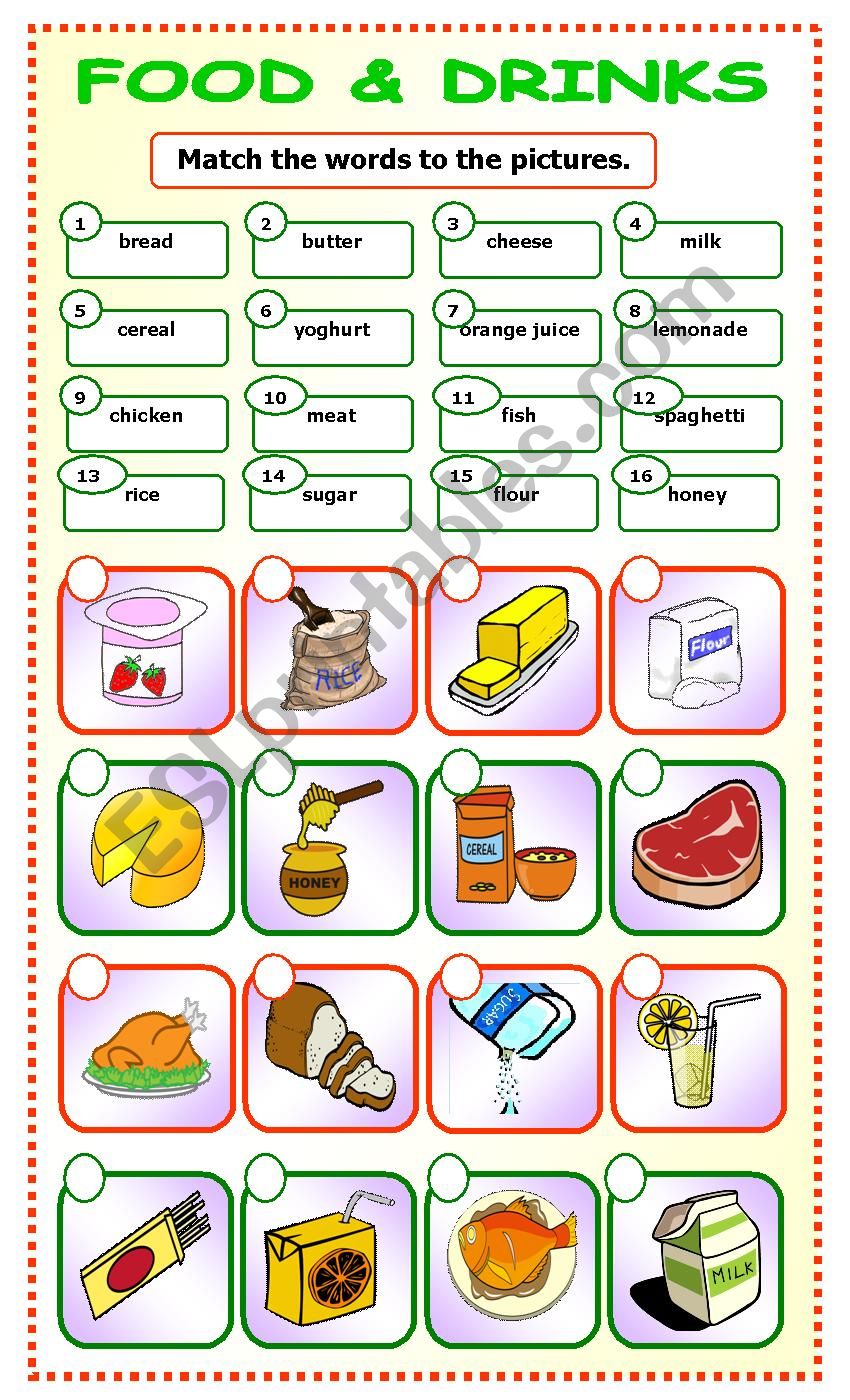 Food and Drinks:matching_1 worksheet