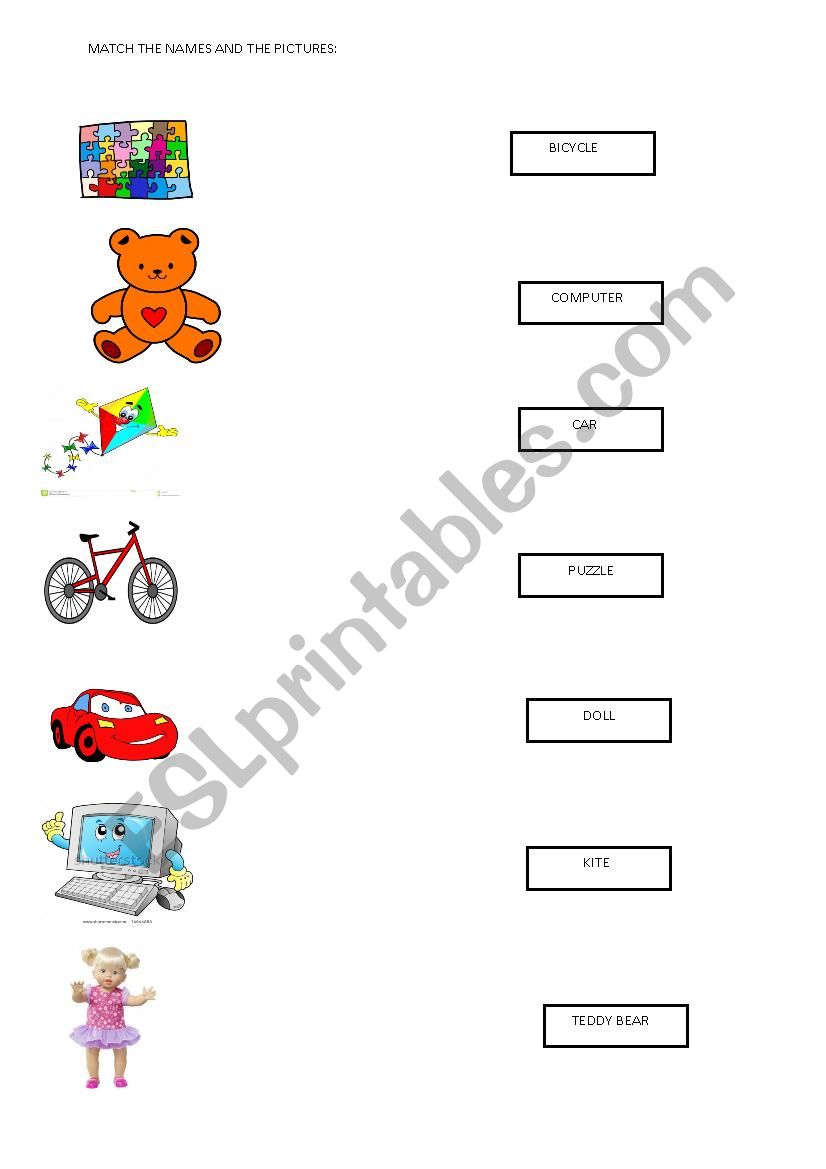 Toys exercise worksheet