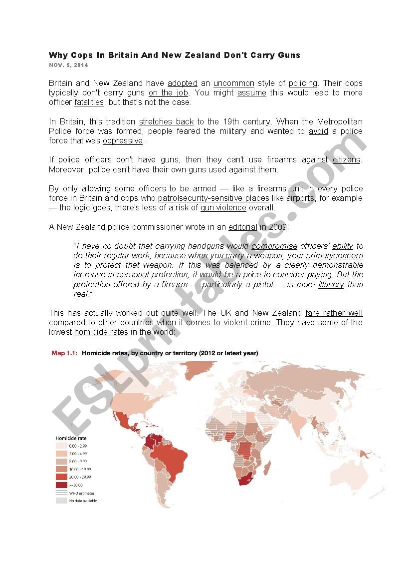 Reading comprehension: British gun policy