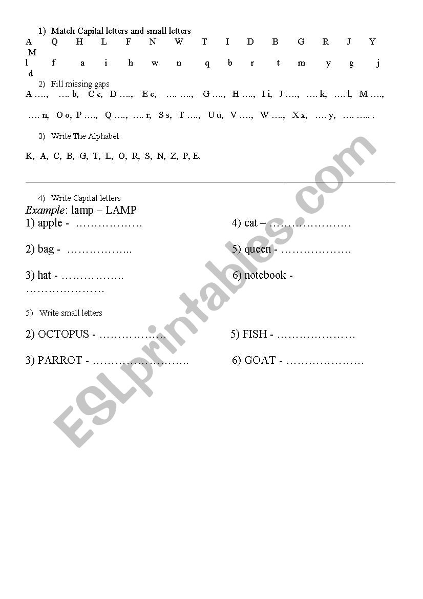 Matching letters worksheet