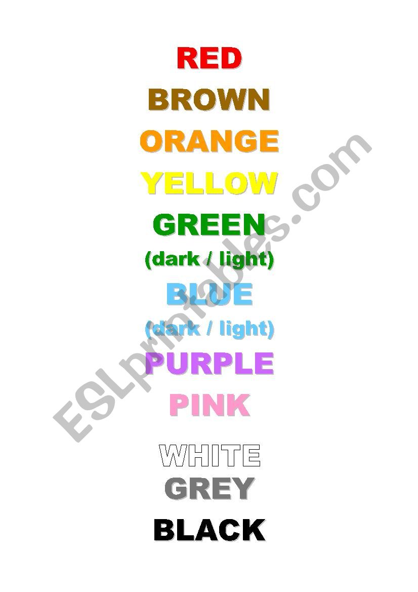 colours worksheet