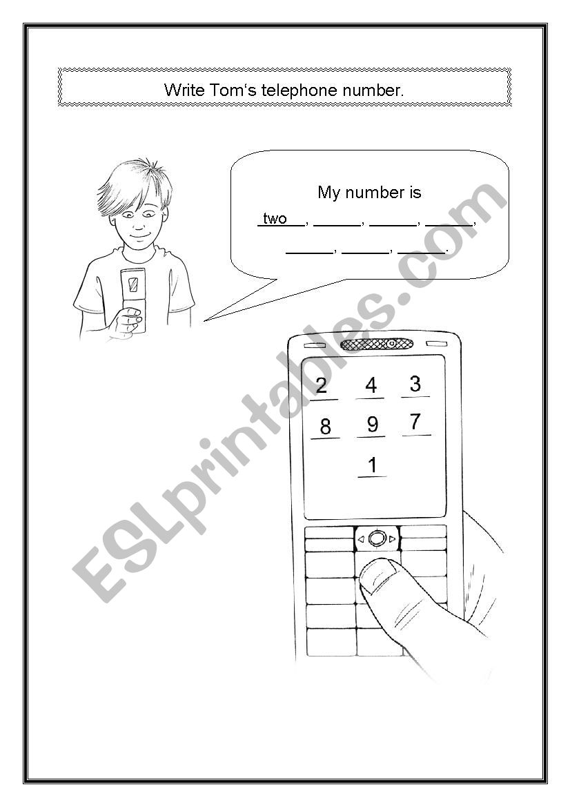 Telephone number worksheet