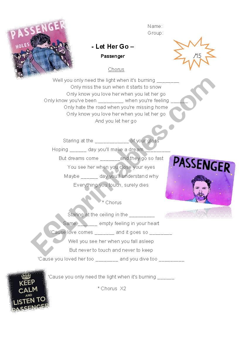 Let her go worksheet