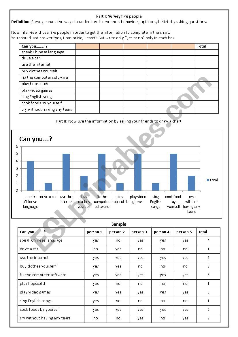 Survey__Can or Cant worksheet