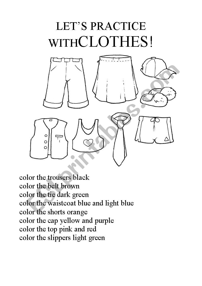 Let´s practice with clothes! - ESL worksheet by EleCucca