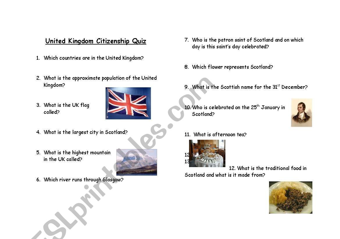 United Kingdom Citizenship Quiz